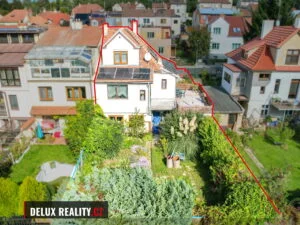 Prodej rodinného domu 4+1, Šmilovského, Brno-Slatina – Pozemek a zahrada – letecký pohled