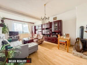 Prodej rodinného domu 4+1, Šmilovského, Brno-Slatina – Obývací pokoj s krbovými kamny